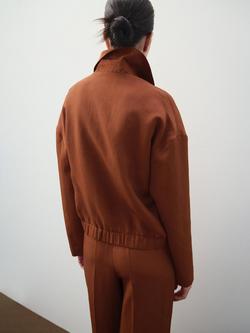 Mango Collared Cropped Zip Jacket, Rust - view 2, Rust