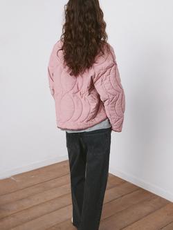 Mango Contrast Stitch Quilted Jacket, Pink - view 2, Pink
