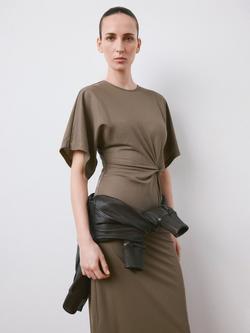Mango Twist Knot T-Shirt Dress, Taupe, Taupe