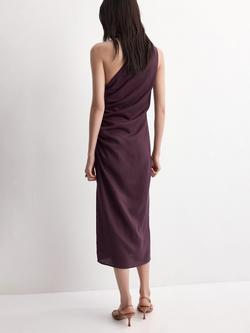 Mango Ruched Midi Dress, Bordeaux - view 2, Bordeaux