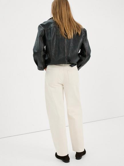 Mango High Rise Barrel Leg Jeans, Off White - view 2, Off White