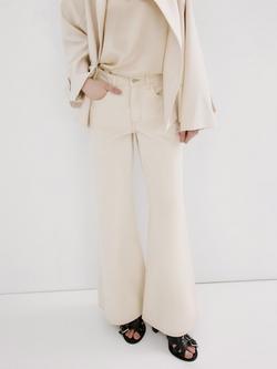 Mango Mid Rise Flared Jeans, Beige, Beige