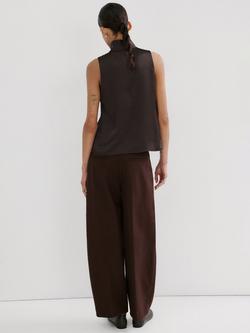 Mango High Neck Sleeveless Top, Chocolate - view 2, Chocolate