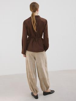 Mango Wrap Side Tie Shirt, Brown - view 2, Brown