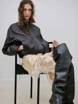 Mango Lace Trim Asymmetric Skirt, Beige - view 2, Beige