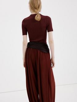 Mango Collared V-Neck Knit Top, Mid Red - view 2, Mid Red