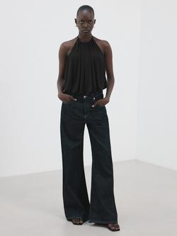 Mango Halterneck Loose Fit Bodysuit, Black, Black