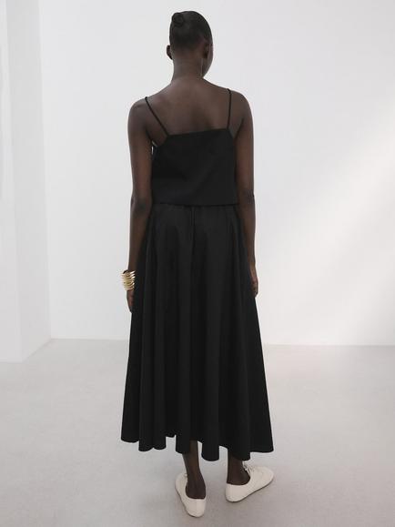 Mango Square-Neck Cropped Camisole, Black - view 2, Black