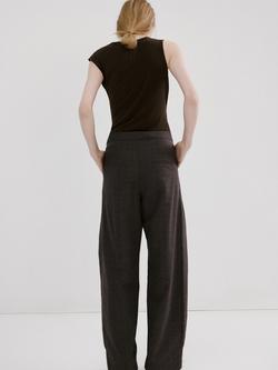 Mango Metallic Detail Drape Top, Brown - view 2, Brown