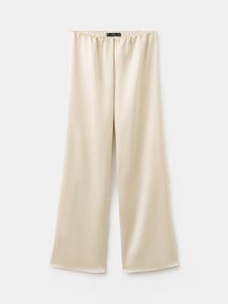Mango Wide Leg Satin Trousers, Raw