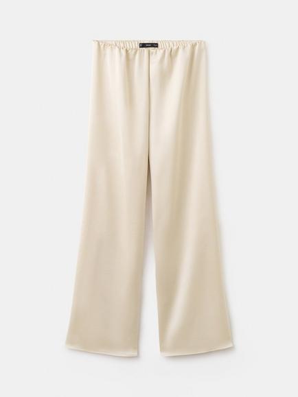 Mango Wide Leg Satin Trousers, Raw