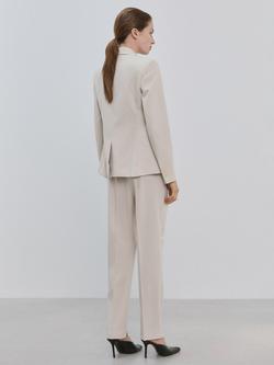 Mango Mid Rise Straight Tailored Trousers, Stone - view 2, Stone
