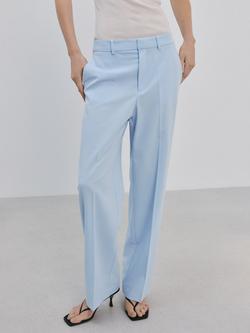 Mango Mid Rise Straight Tailored Trousers, Blue, Blue