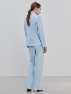 Mango Mid Rise Straight Tailored Trousers, Blue - view 2, Blue