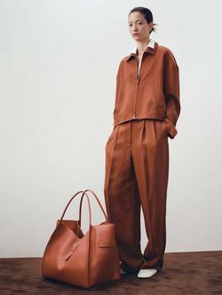 Mango High Rise Pleated Trousers, Rust, Rust