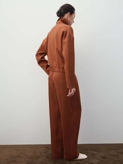 Mango High Rise Pleated Trousers, Rust - view 2, Rust