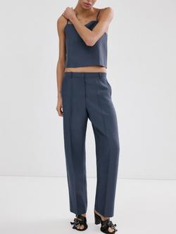 Mango Mid Rise Trousers, Blue, Blue