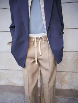 Mango Drawstring Contrast Waist Trousers, Beige - view 2, Beige