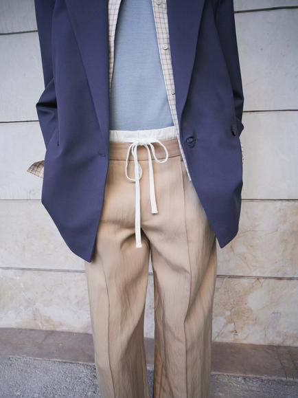 Mango Drawstring Contrast Waist Trousers, Beige - view 2, Beige