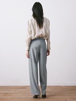 Mango High Rise Pleated Wide Leg Trousers, Blue - view 2, Blue