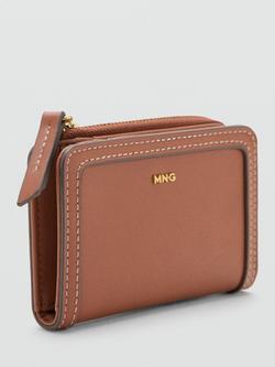 Mango Stitch Detail Zip Purse, Leather, Leather