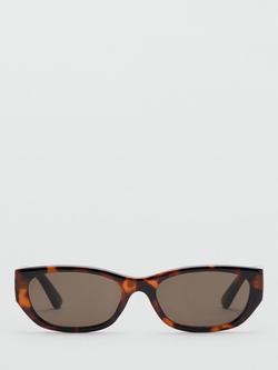 Mango Oval Frame Sunglasses, Chocolate - view 2, Chocolate