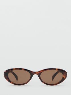 Mango Oval Frame Sunglasses, Chocolate - view 2, Chocolate