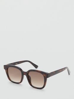 Mango Square Frame Sunglasses, Chocolate, Chocolate