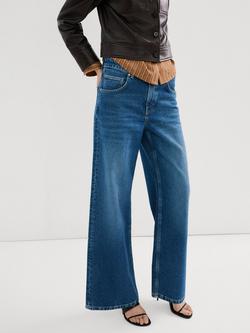 Mango Low Rise Wide Leg Jeans, Dark Denim, Dark Denim