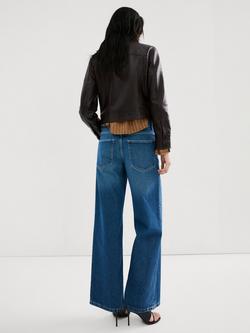 Mango Low Rise Wide Leg Jeans, Dark Denim - view 2, Dark Denim