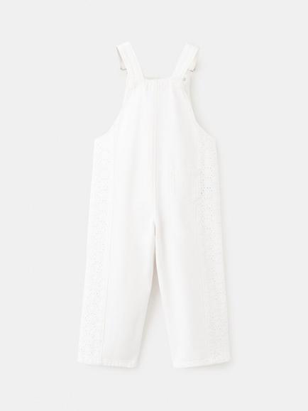 Mango Kids' Cotton Dungarees, Off White - view 2, Off White