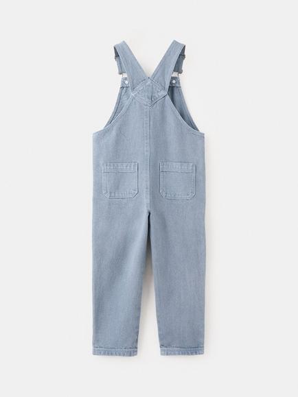 Mango Kids' Denim Dungarees, Blue - view 2, Blue