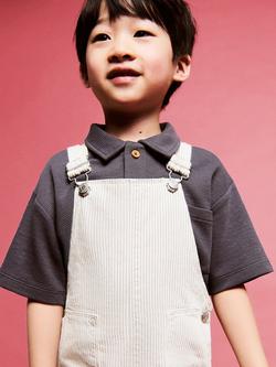 Mango Kids' Striped Cotton Dungarees, Sand - view 2, Sand