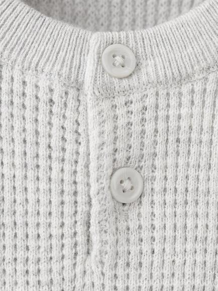 Mango Kids' Cotton Henley Jumper, Light Grey - view 2, Light Grey