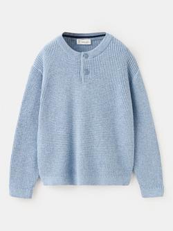 Mango Kids' Cotton Henley Jumper, Blue, Blue