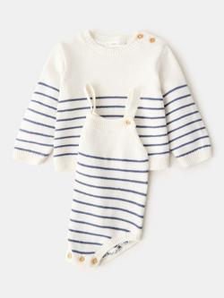 Mango Kids' Cotton Striped Jumper, Blue - view 2, Blue