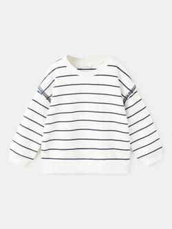 Mango Kids' Cotton Striped Sweatshirt, Off White, Off White