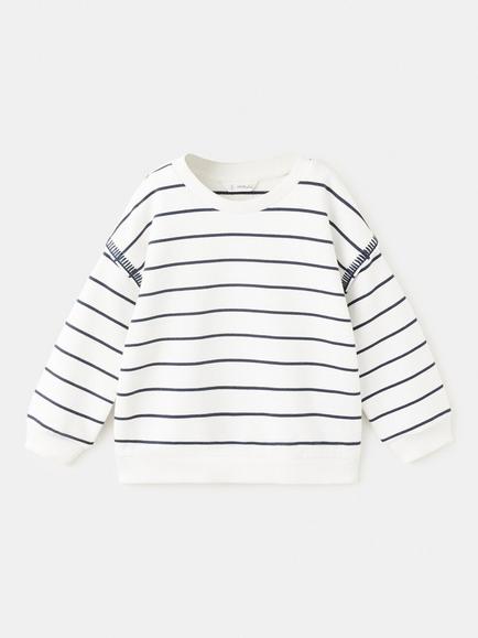 Mango Kids' Cotton Striped Sweatshirt, Off White, Off White