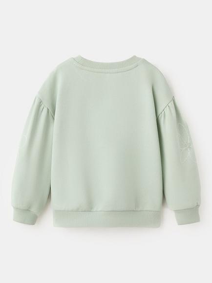 Mango Kids' Floral Embroidery Sweatshirt, Aqua - view 2, Aqua