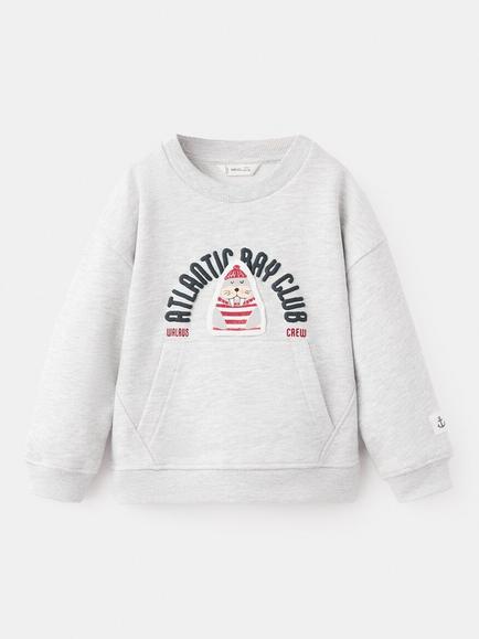 Mango Kids' Graphic Print Sweatshirt, Light Grey, Light Grey
