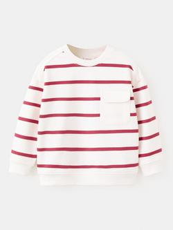 Mango Kids' Cotton Striped Sweatshirt, Red, Red