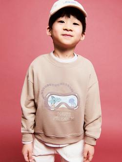 Mango Kids' Graphic Print Sweatshirt, Taupe, Taupe