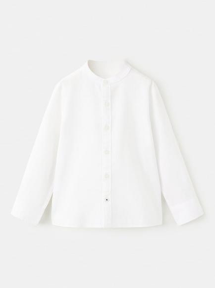Mango Kids' Linen Blend Long Sleeve Shirt, White, White
