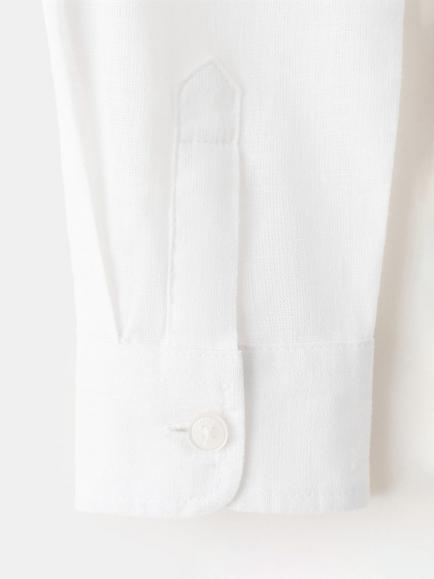 Mango Kids' Linen Blend Long Sleeve Shirt, White - view 2, White