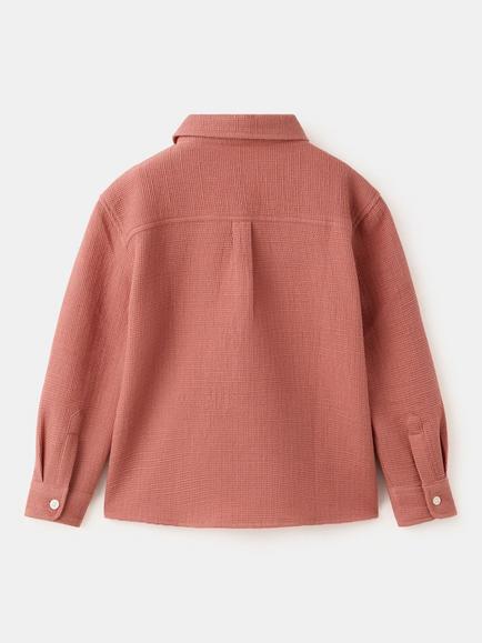 Mango Kids' Long Sleeve Waffle Knit Shirt, Cherry - view 2, Cherry
