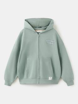 Mango Kids' Zipped Hoodie, Aqua, Aqua