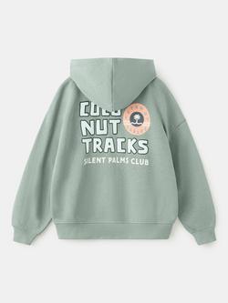 Mango Kids' Zipped Hoodie, Aqua - view 2, Aqua