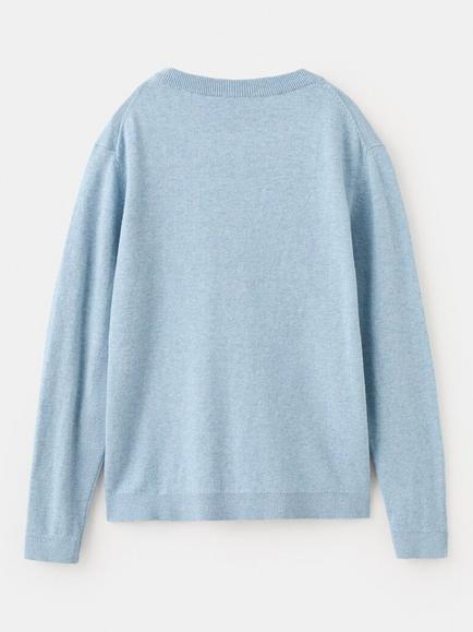 Mango Kids' Hugo Cotton Crew Neck Jumper, Blue - view 2, Blue