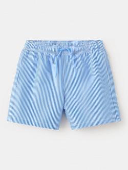 Mango Kids' Striped Drawstring Swim Shorts, Blue
