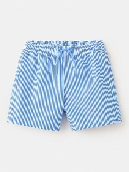 Mango Kids' Striped Drawstring Swim Shorts, Blue